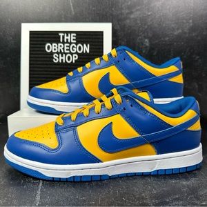 NIKE DUNK LOW RETRO UCLA MENS SHOES SIZE 9.5 BRUINS LOS ANGELES GOLD YELLOW BLUE